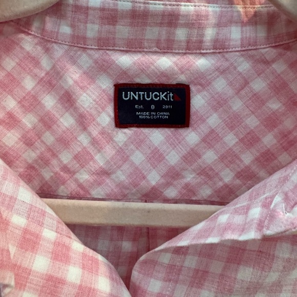 Untuckit Calina Long Sleeve Button Down Pink Gingham Shirt - Picture 3 of 8